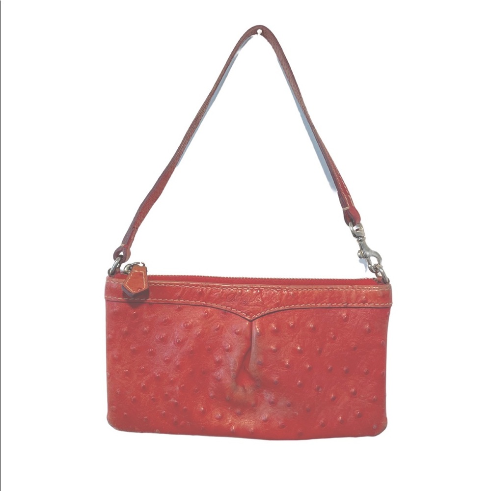 Vintage Red Faux Ostrich Leather Wristlet